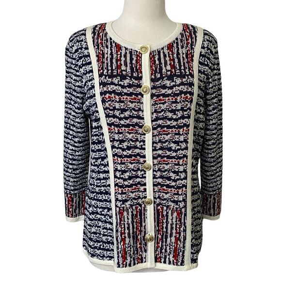 Draper's & Damon's Size Medium Cardigan Sweater Top with Gold Metal Button Front - Picture 1 of 12